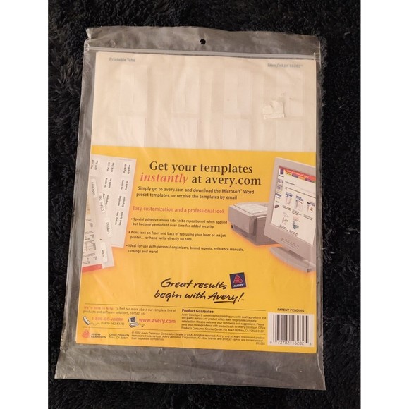 Avery 16282 Printable Self-Adhesive total 80 repositionable White Tab 1 3/4 × 1" - Picture 2 of 2